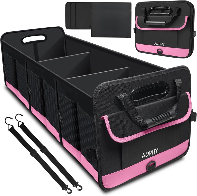 AOPHY Trunk Organizer for Car, 95L Large Capacity Trunk Storage with Non-Slip Bottom Strips, Cargo Organizer for Suv, Truck, Sedan, Waterproof Portable Car Organizers for Women Men(Pink) - Image 1
